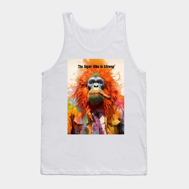 Cigar Smoking Ape: "The Cigar Vibe is Strong" Tank Top by Puff Sumo